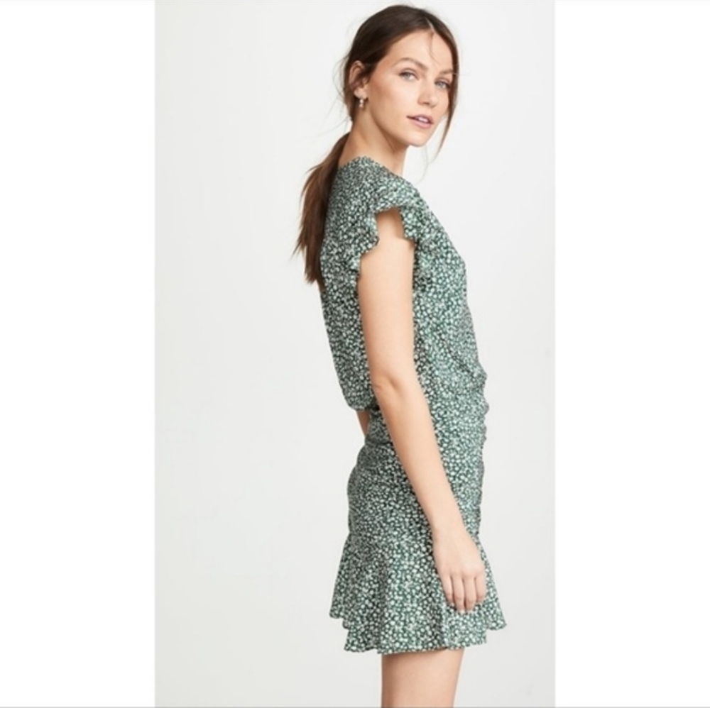 $550 Veronica Beard Marla Forest Green Ruched Silk Dress Size 4 - Picture 4 of 13